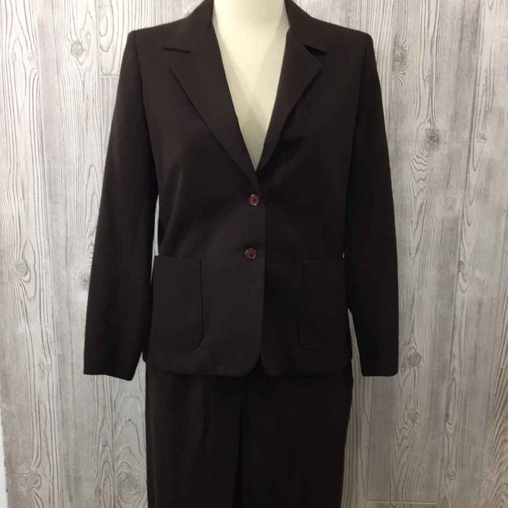 VINTAGE 80s Regal Brown Skirt Dark Academia Power Suit